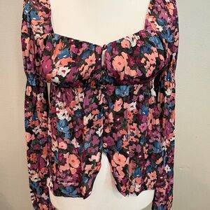 SO Floral Women's Blouse - Pink, Blue, Black